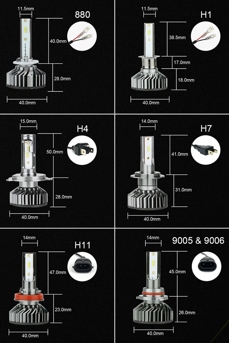 TF30 2 шт./лот светодиодный ламп Conversion Kit 80 Вт 10000LM H4 H1 H7 H8 H11 HB3 HB4 9003 Авто ZES F2 фары 6000K