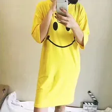 Сексуальная Женская пижама для женщин, домашняя одежда кигуруми, ночная рубашка с принтом улыбающегося лица, платья с пятью рукавами, одежда для сна снаружи h4