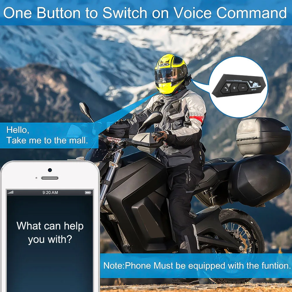 BT22 del Casco Moto Auricolare Bluetooth 5.0 di Bluetooth Intercom Moto  Auricolare Riduzione Del Rumore Microfono - AliExpress Automobiles \u0026  Motorcycles