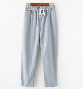 

2019 Summer Women High waist Harem Pants Cotton Causal Drawstring Trousers Streetwear Loose Pant