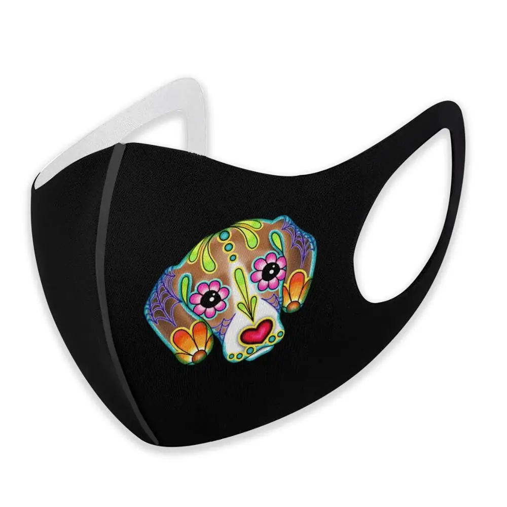 Beagle Day Of The Dead Sugar Skull Dog kids мужская и женская маска для лица маски дизайнерские