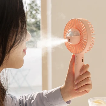 

Summer Portable Handy Mini Fan Mist Sprayer 1800mAh USB Rechargeable Air Cooler Humidifier For Shopping Travel Office Outdoor