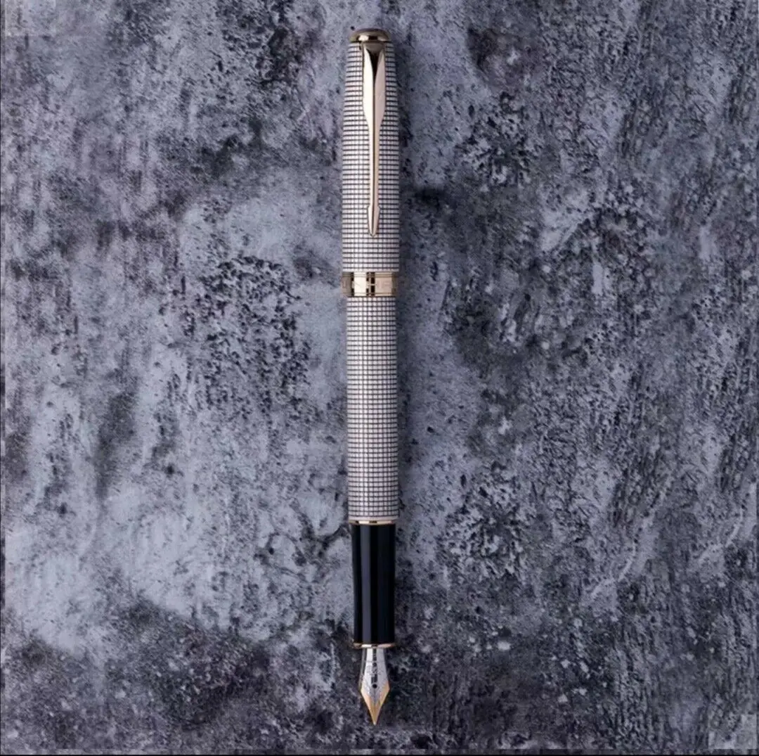 

Jinhao Grid Pattern Fountain Pen Gold Trim Converter Pen F Nib With Arrow Clip