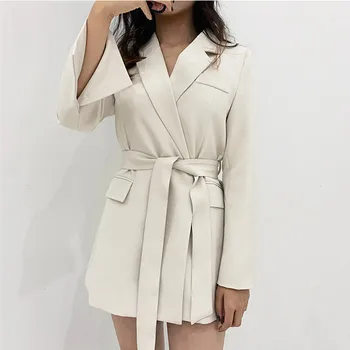 

New Spring Vintage Casual Women Blazer Small Suit Solid Jacket Female Black White Coat Office Lady Long Sleeve Blazer Outwear