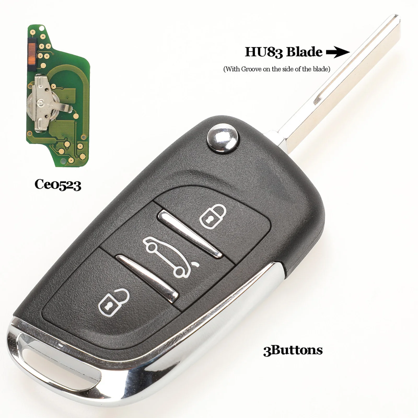 jingyuqin Ce0523 ASK/FSK 2/3 Button Remote Car key For Citroen C2 C3 C4 C5 433Mhz ID46 Modified Flip Folding Car Key Control