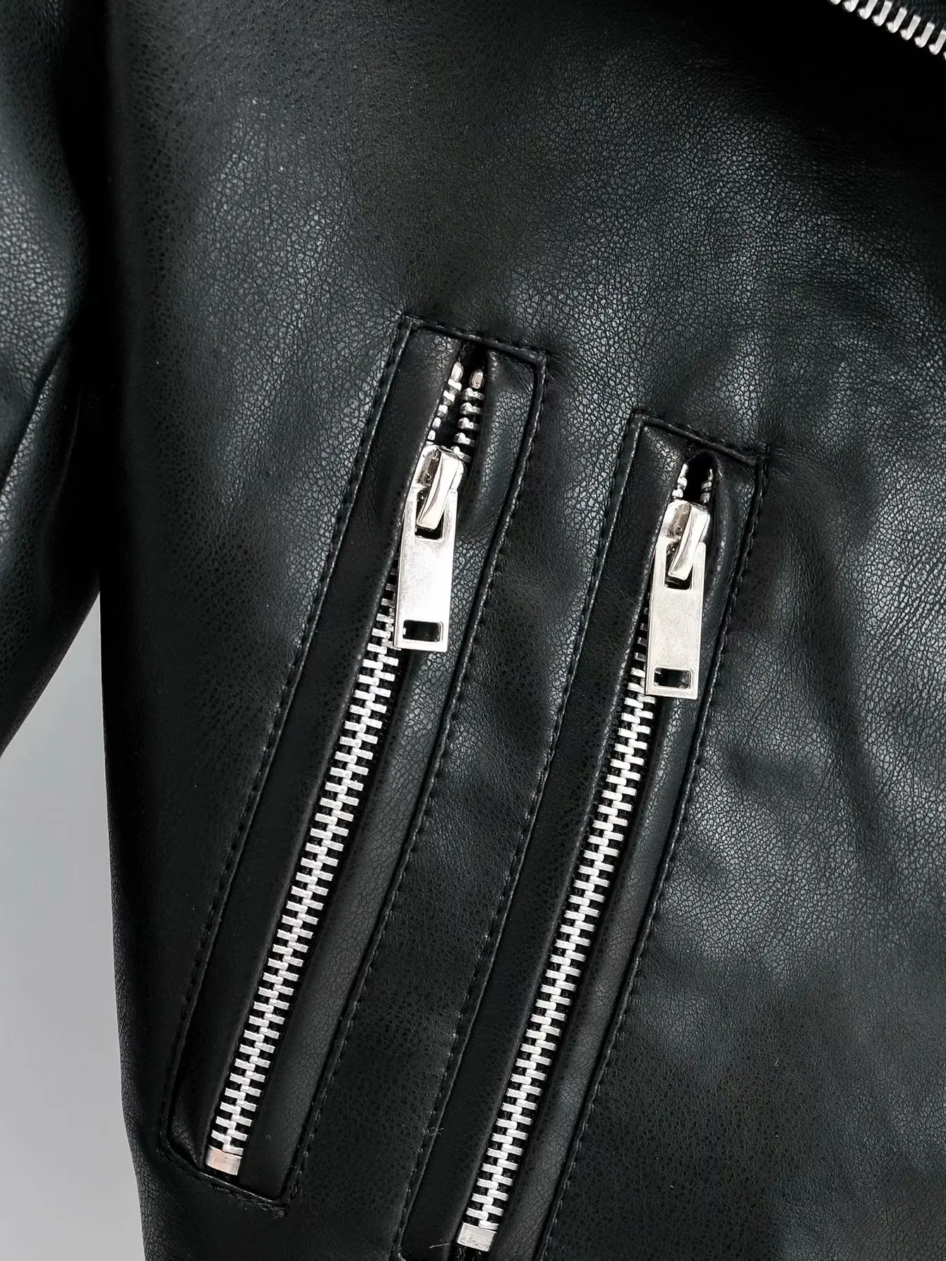 New Women Spring Autumn Black Faux Leather Jackets Zipper Basic Coat Turn-down Collar Motor Biker Jacket Soft Leather Jackets PU