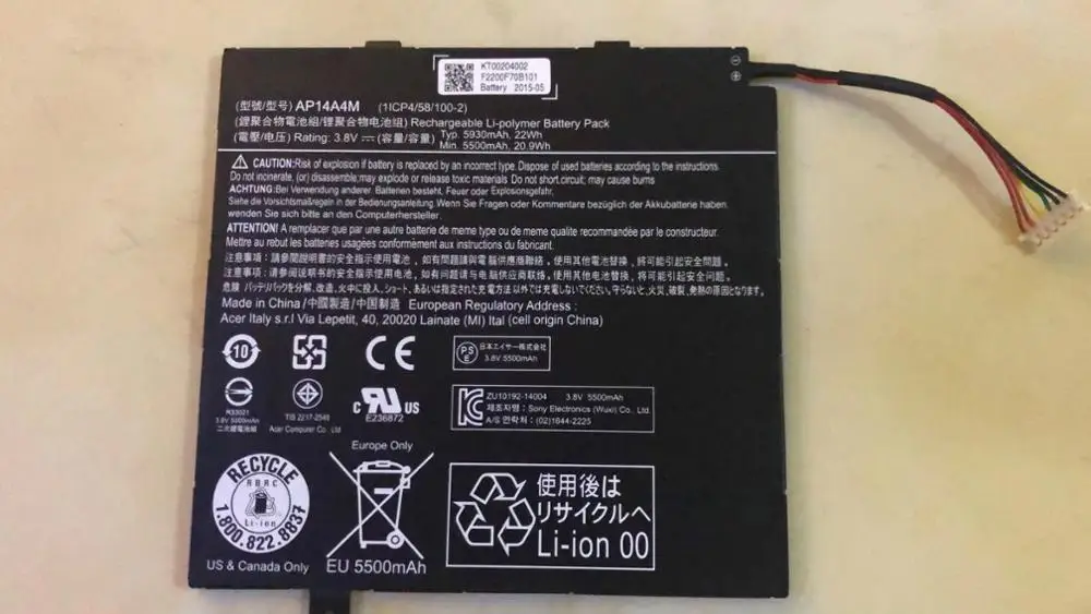 Новые оригинальные Батарея для acer переключатель 10 SW5-012-15RJ ICONIA TAB 10 A3-A20-K3BG, AP14A4M 3,8 V 22WH
