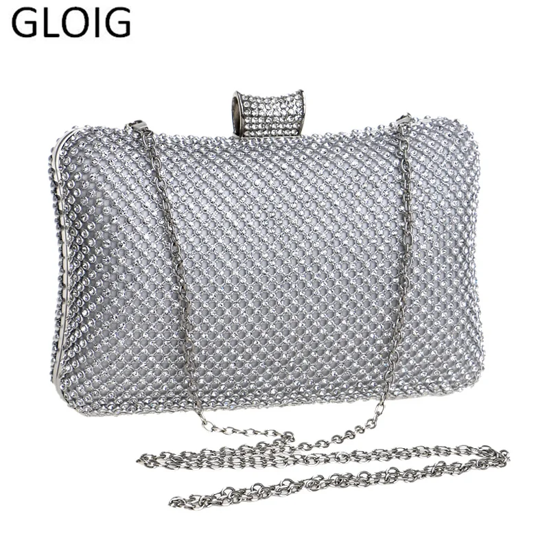 Роскошные женские вечерние сумки GLOIG One side стразы Наплечные свадебные дневные