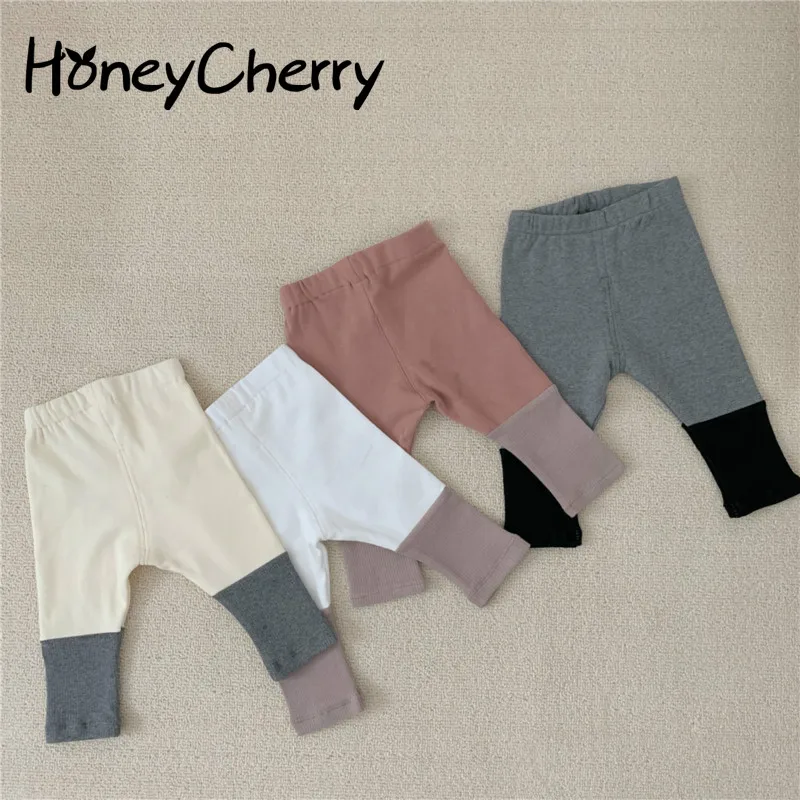 

2019 Autumn Baby Girl Leggings Kids And Girls Fashion Stitching Threaded Bottom Pants Baby Girl Clothes Baby Pants Cotton