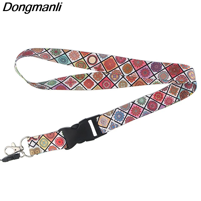 P3986 Dongmanli Мандала брелок "Цветок" Lanyards держатель удостоверения личности ID карта Пропуск Тренажерный зал мобильный телефон USB бейдж держатель ключевой ремень