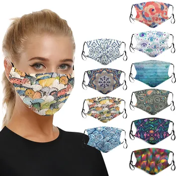 

10pcs NEW Fashion Flowers Print Face Mask Simple Design Washable Masks Adult Reusable PM2.5 Filter Dust Proof Mouth Cover