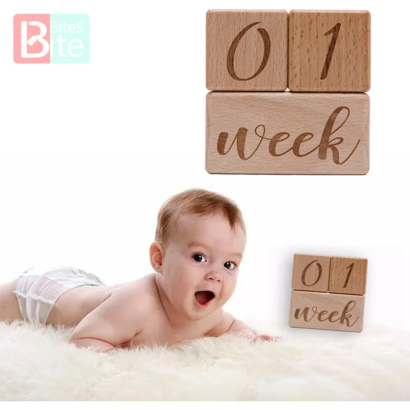 Newborn Photography Calendar Photo-Accessories Milestone-Cards Bathing-Gifts Wood Baby