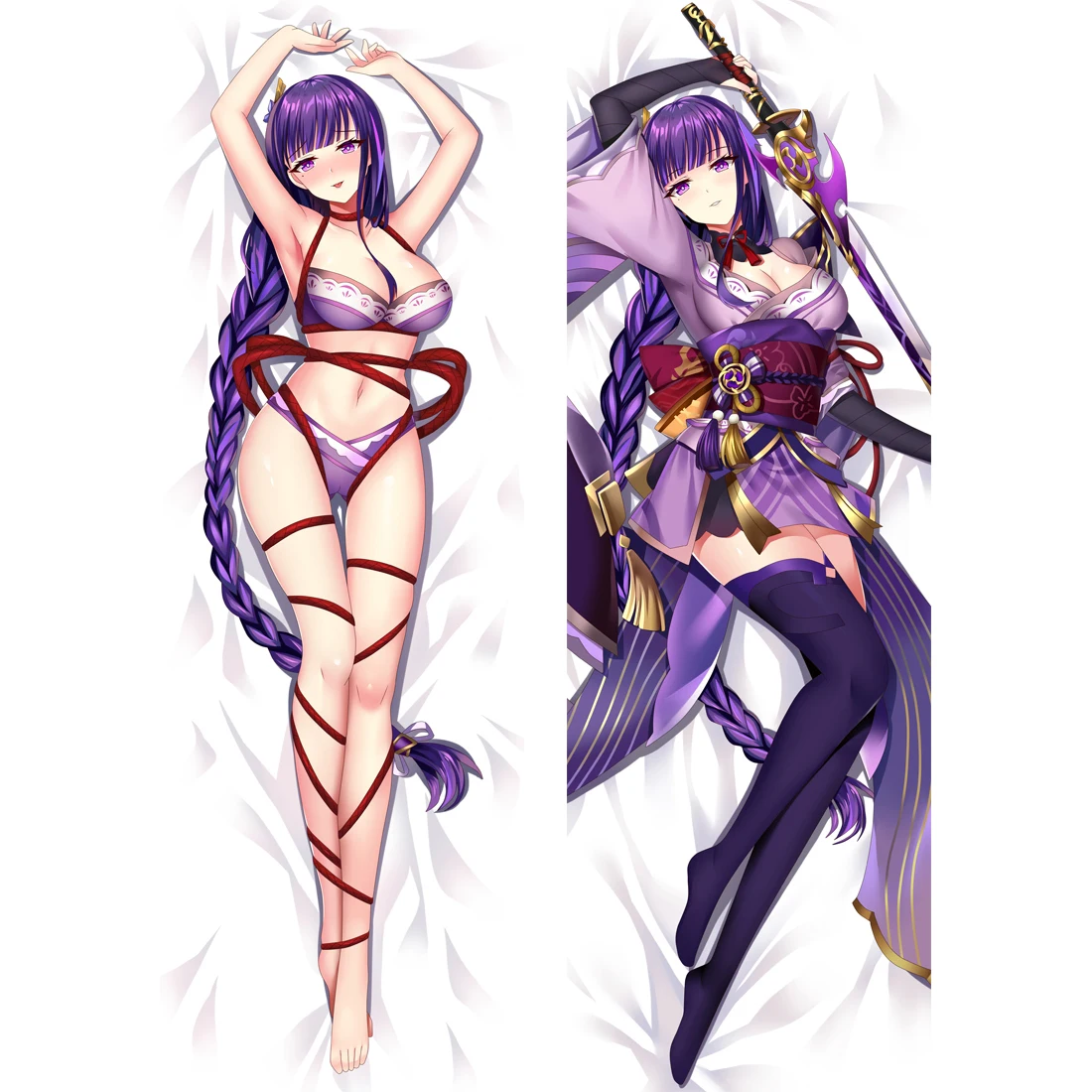 Game Genshin Impact Raiden Shogun Dakimakura Hugging Body Pillow Case Peach Skin Fullbody Cover Home Cushion Decoration | Дом и сад