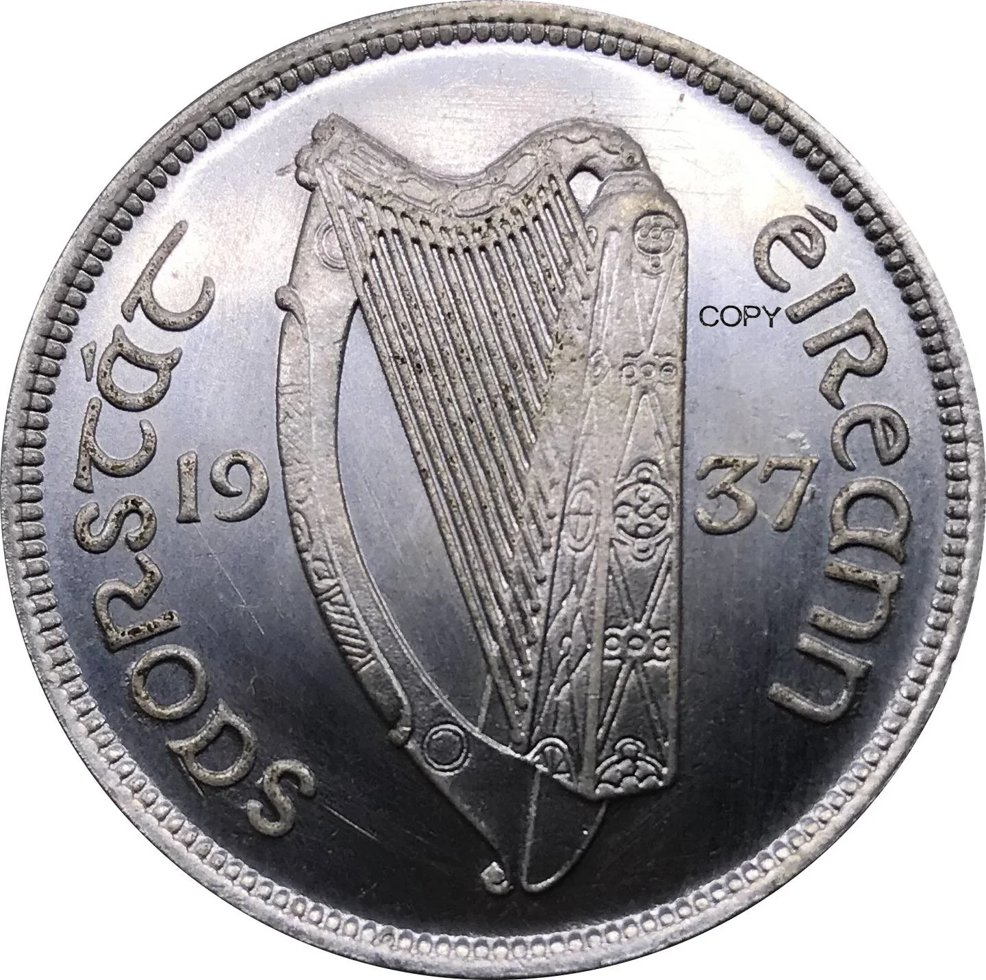 

1937 Lreland ½ Corona 2 Scilling 6 Pingin Cupronickel Plated Silver Souvenir Gift Old Metal Collectible Copper Copy Coins