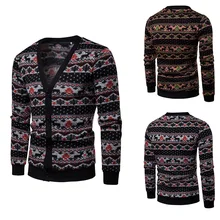 Oeak осень-зима лоскутное Для мужчин Рождественский кардиган Однобортный свитера для мужчин с длинным рукавом Повседневное chompa para hombre