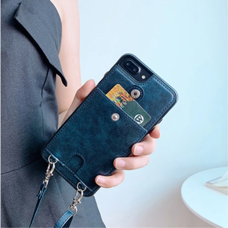 Чехол для телефона через плечо iphone 12 mini 11 pro Xs max XR 7 8 6s plus чехол кошелек карт с