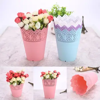 

Desk Tidy Holder Flower Pots Pen Container Multi-use Lace Plant Vase Pot Contemporary Beautiful Economic Plastic for Succulents