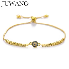 Турецкий золотой сглаза браслет Pave CZ голубой глаз медь звено цепи Регулируемый для женщин Девушка Браслеты Ювелирные изделия Подарки ojo turco