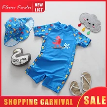 Купальный костюм для мальчиков, Цельный купальник с шапкой, детский купальный костюм для мальчиков с принтом динозавра, UPF50, УФ-защита от солнца, детские купальные костюмы, купальный костюм