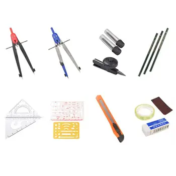

Drawing Compass Drafting Tool Set Ruler Pencils Eraser Student School Stationery Drawing Compass Drafting Tool