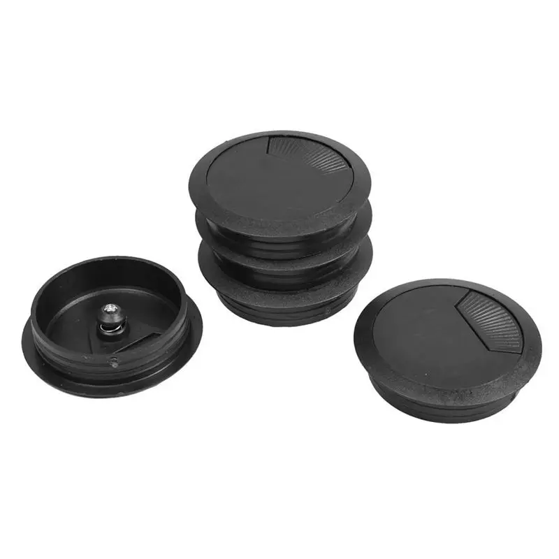 5 шт черный 70 мм диаметр круглые пластиковые кабельные отверстия крышки для компьютерного стола