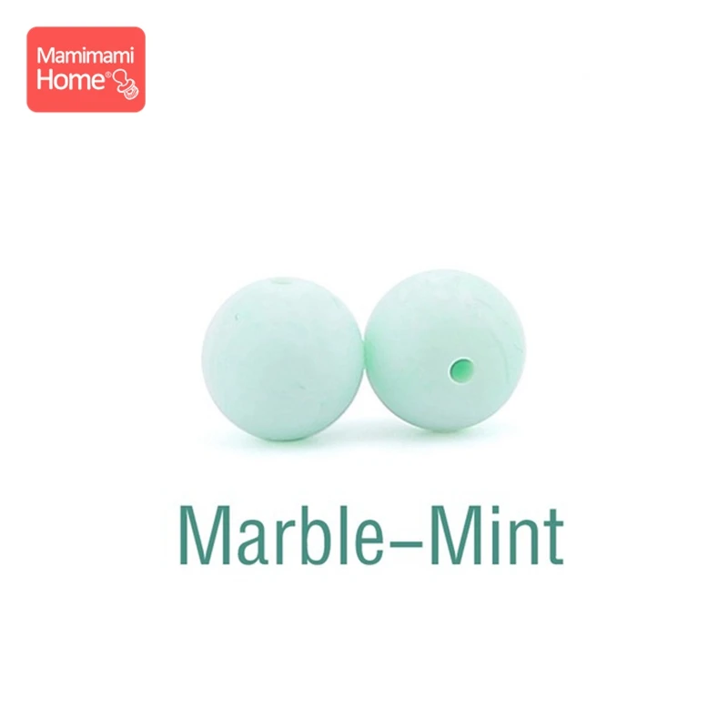 Marble-Mint Mamihome 100 шт 12 мм Силиконовые Бусины, прорезыватель DIY цепочка для прорезывания зубов крошечные стержни пищевой силиконовый Прорезыватель Детские товары игрушка - Цвет: Marble-Mint