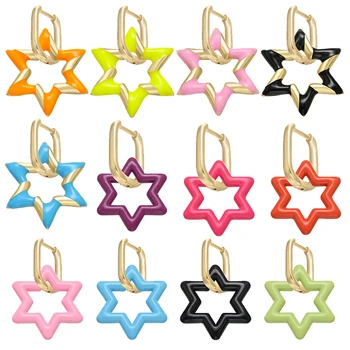 

ZHUKOU 26 color 1 piece 2020 NEW small hoop earrings multicolorful Luxurious Star gold color earring hoops for women model:VE196
