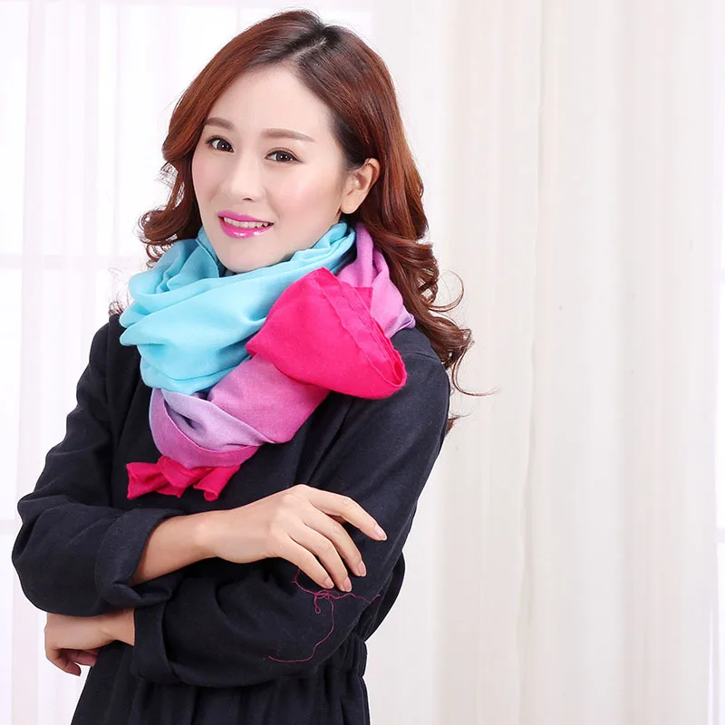 

TR Cotton Scarf Female Spring Autumn & Winter Students Decoration Scarf Summer Sun-resistant Gradient Color Silk Scarves Women's