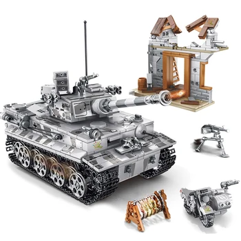 

Assault Tiger Tank Military Model Kit Boy DIY Creative Classic Educational Brick Building Blocks Toys For Children Gift