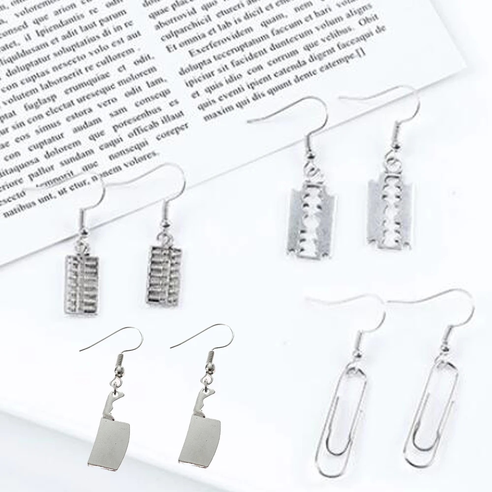 New design Metal The blade drop earrings for men women punk rock a razor Abacus fashion jewelry Accesories | Украшения и