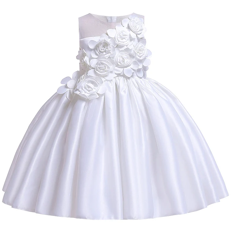 Детские платья для девочек; элегантное рождественское детское вечернее платье принцессы; свадебное платье с цветочным узором для девочек; Vestido Rapunzel - Цвет: Белый