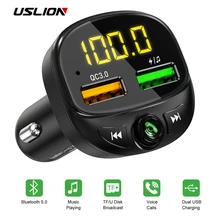 USLION Bluetooth MP3 плеер автомобильное зарядное устройство 5,0 комплект fm-передатчик со светодиодный USB 3.0A быстрое зарядное устройство дисплей напряжения SD музыкальный плеер