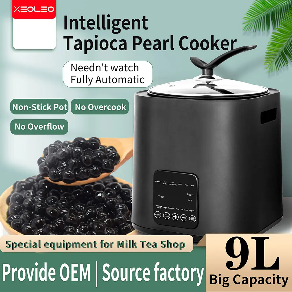 XEOLEO Tapioca Cooker Boba Cook Machine Non-Stick Pan 9L Milk Tea Bubble Pearl 1300W Amber Pearl Pot Sago/Taro/Red Bean Cooker