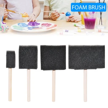 

4pcs New Wooden Handled Foam Crafting Brushes Sponge Paint And Glue Applicators For Kids Children Graffiti Tools