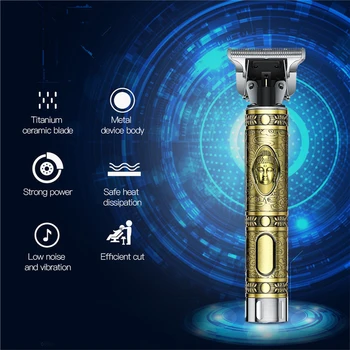 

Professional Rechargeable Hair Trimmer Men Hair Clipper Barber Finishing Hair Cutting Machine Swap with 3 Limit Comb #GH-65