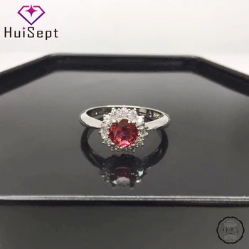 

HuiSept Classic Women Ring 925 Silver Jewelry Round Shape Ruby Zircon Gemstones Gift Rings for Wedding Party Ornaments Wholesale