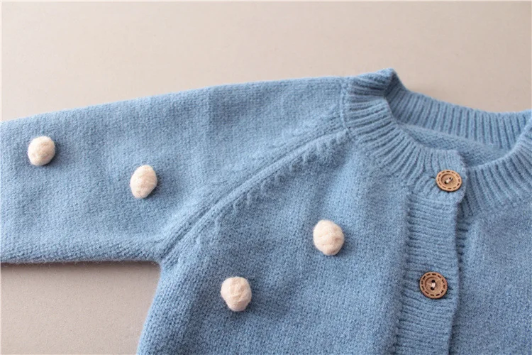 Детские свитера зимний свитер для маленьких девочек хлопковый шерстяной кардиган с помпонами для маленьких девочек вязаная одежда для малышей свитер для маленьких мальчиков