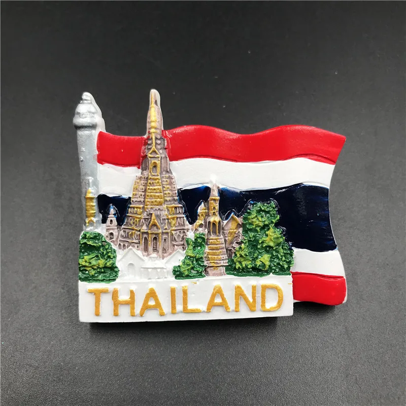 Национальный туристический сувенир Венгрия Дубай Таиланд Польша Египет Италия Австралия Германия Испания Бельгия резина, магнит на холодильник - Цвет: Thai flag