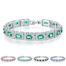 Роскошный ледяной квадрат зеленый AAA циркон браслеты и браслеты для женщин Свадебная вечеринка медный материал ювелирные изделия элегантность дамы подарок