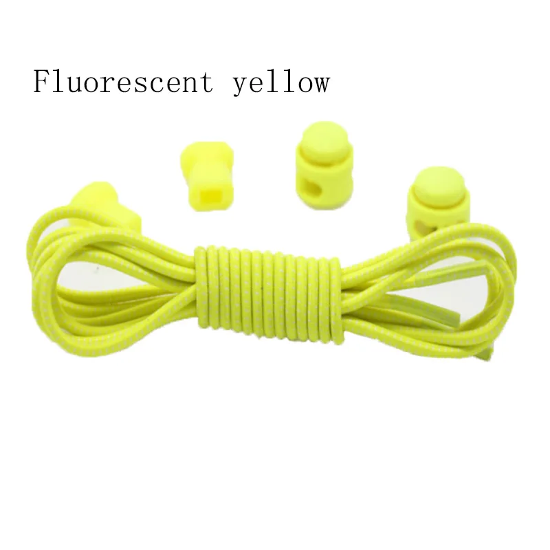 2 пары 20 цветов эластичные круглые пряжки для детей и взрослых ленивый резиновый шнурок - Цвет: florescent yellow