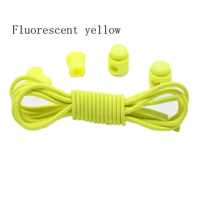 florescent yellow 2 пары 20 цветов эластичные круглые пряжки для детей и взрослых ленивый резиновый шнурок - Цвет: florescent yellow