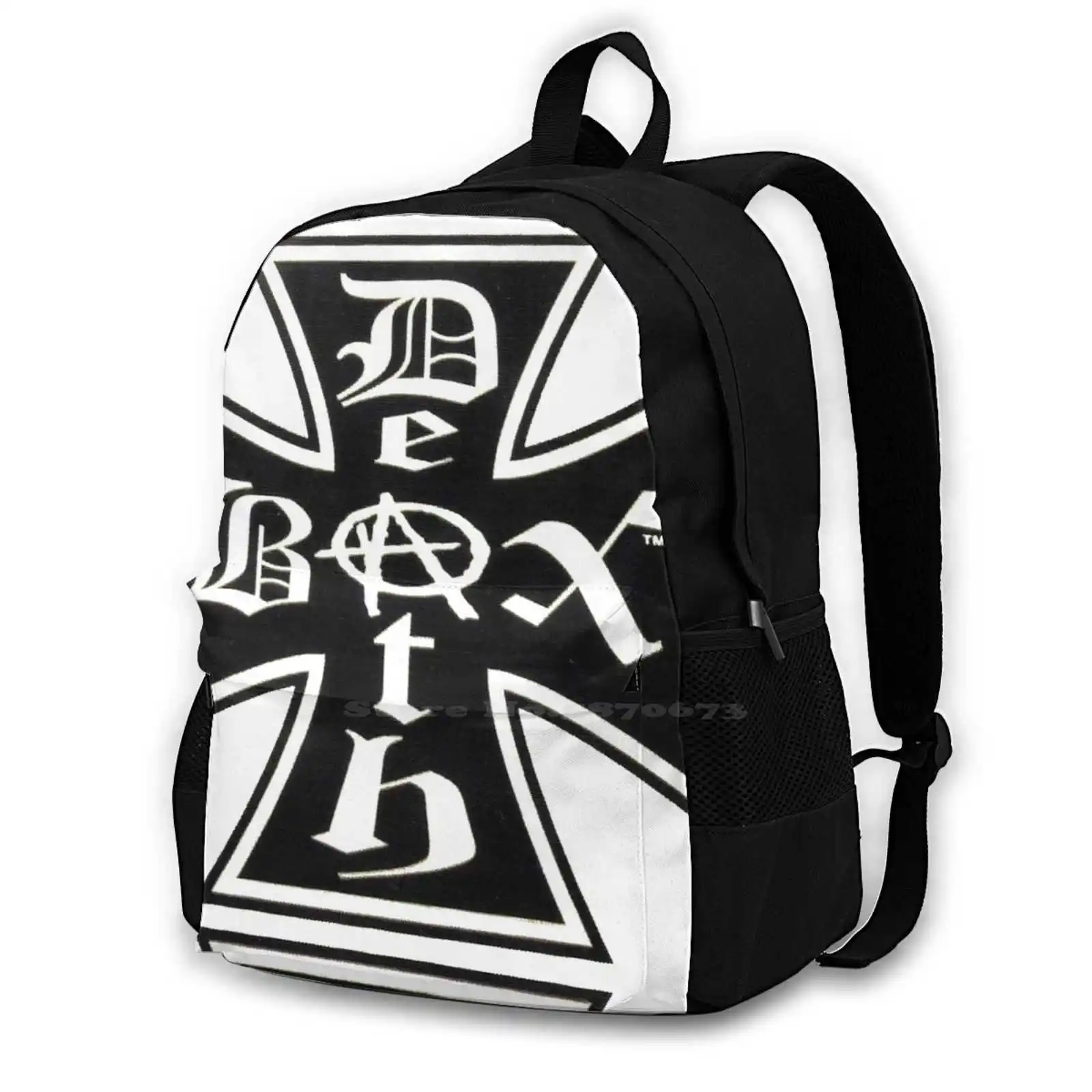 

Железный крест Deathbox Скейтборд Дизайн футболки. Модный вместительный рюкзак для ноутбука, сумки для путешествий 1980s, скейтбординг 80s