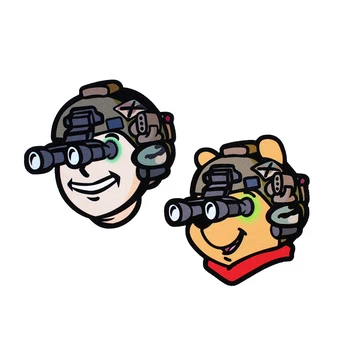 

Tactical Helmet Fallout Kid Bear Head Transfer Patch For Clothing Sewing Applique Cute DIY Stripe Bag Apparel Accessories Badge