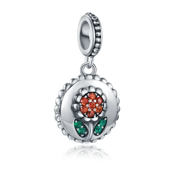 

XiaoJing 925 sterling silver Sunflower charms plant flower pendant Beads Fit Pandora Bracelet for women Jewelry gift free ship