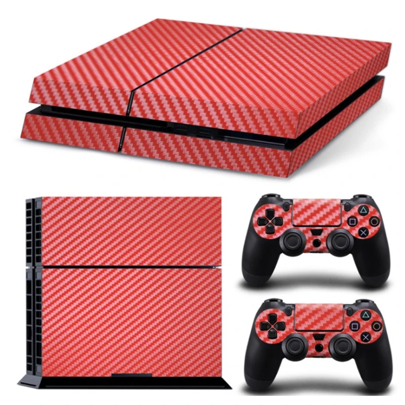 Console Carbon Fiber Skin Sticker Wrap Controller Dustproof Vinyl Cover Decal Protective Case Shell Compatible with PS4 