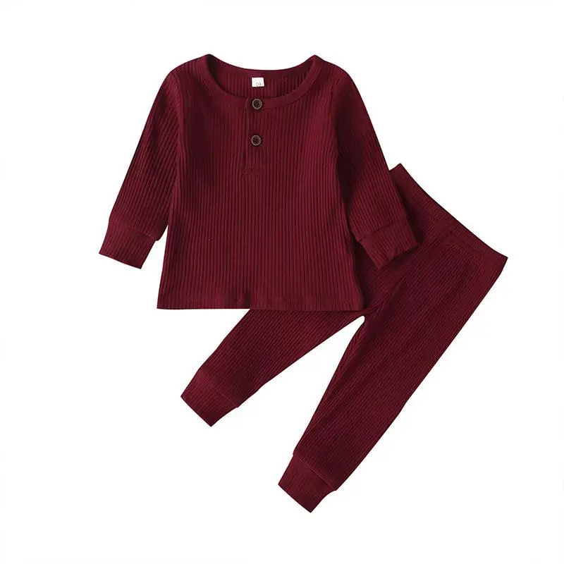 Г. Детская одежда для маленьких мальчиков и девочек, комплект в рубчик с длинными рукавами, мягкая осенне-зимняя одежда для детей штаны для малышей, 2 предмета - Цвет: HA09799red