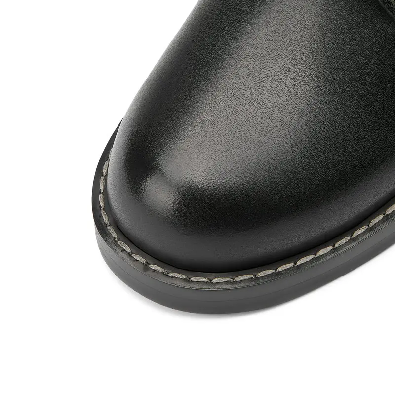 Retro Platform Genuine Leather Women's Ankle Boots Winter Newest Round Toe Med Heels Pumps Party Prom Shoes Woman