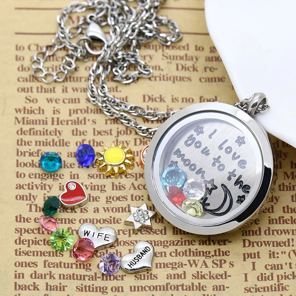 floating charm locket necklace