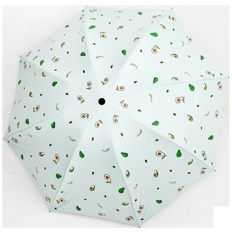 YADA INS Design Cartoon Avocado Umbrellas Fruit Creative Folding Rainy Umbrella For Women Men Anti-UV Lovely Umbrella YD200036
