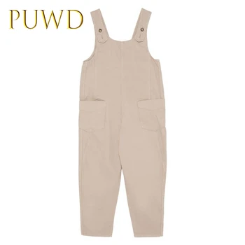 

PUWD 2019 Autumn dress new women's pocket decoration pants, straps and pants leisure temperament